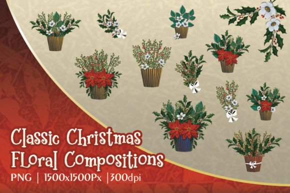 12 Classic Christmas Floral Compositions for Modern Illustrations