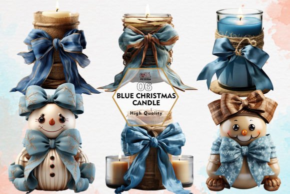 Blue Christmas Candle Clipart PNG for Illustrations