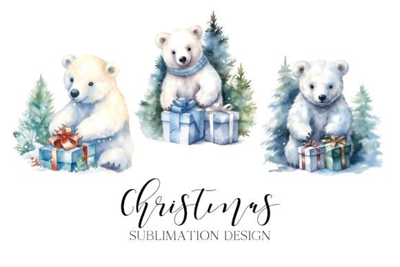 Christmas Bear Sublimation Design PNG for Illustrations