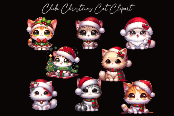 Christmas Chibi Cat Clipart: A Designer's Review of Illustrations