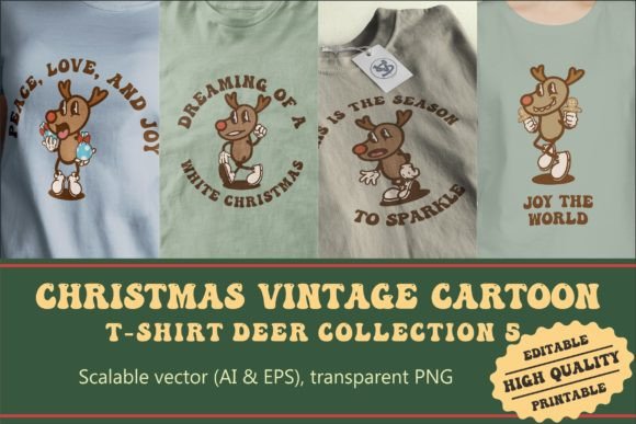 Christmas Deer Vintage Cartoon: A Brand Designer's Review of Seasonal Illustrations