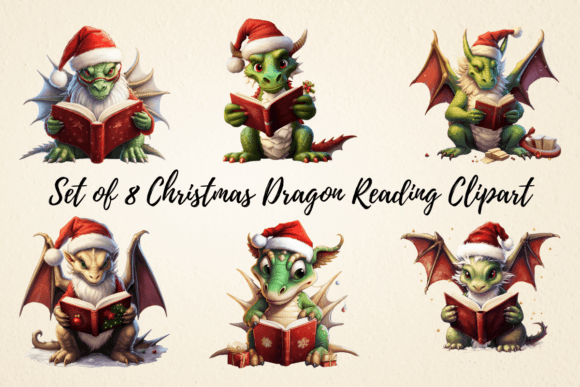 Christmas Dragon Reading Clipart Bundle: A Review of Modern Illustrations