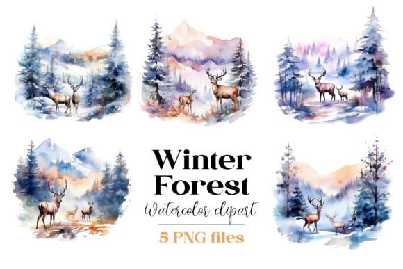 Christmas Forest Sublimation Design PNG for Illustrations