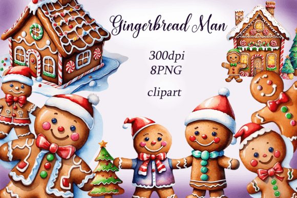 Christmas Gingerbread Man Clipart for Seasonal Illustrations