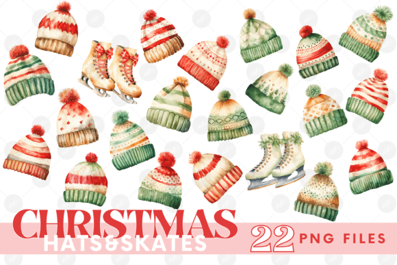 Christmas Hats Skates Clipart Bundle: Illustrations for Real Crafting
