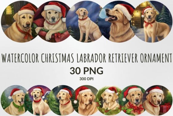 Christmas Labrador Retriever Ornaments in Illustrations