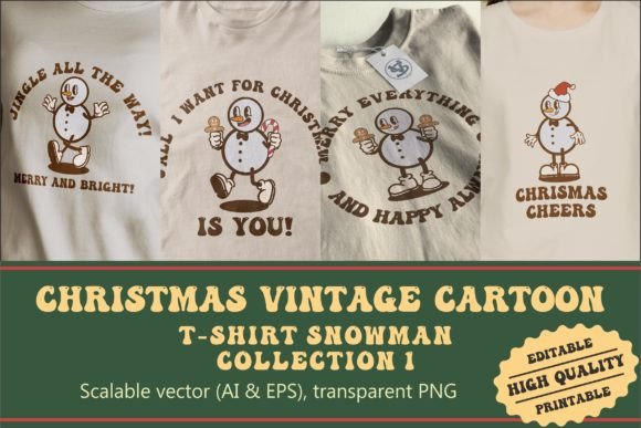 Christmas Snowman Vintage Cartoon Review for Illustrations