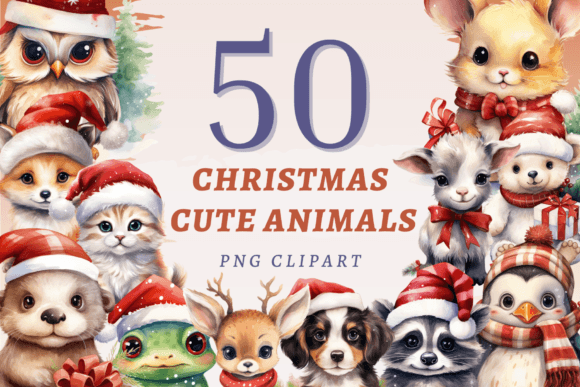 Cute Christmas Animals PNG Bundle: Essential Illustrations for Seasonal Design