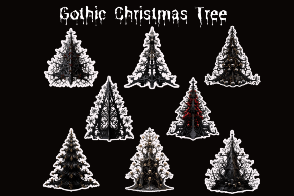 Gothic Christmas Tree Stickers: A Designer's Review of Festive Illustrations