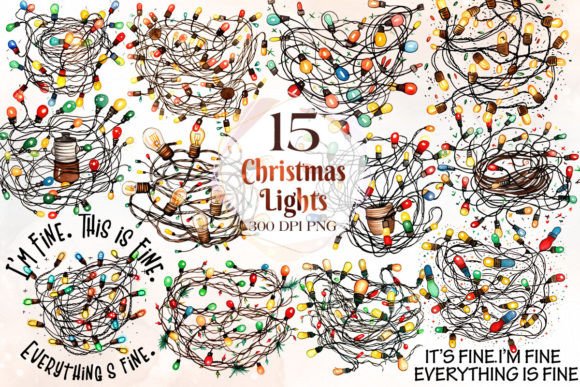It s Fine I m Fine Christmas Lights Illustrations