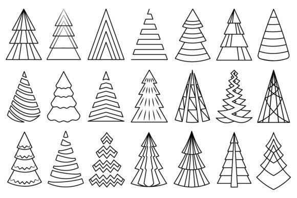 Linear Christmas Trees: Modern Illustrations for Digital Publishing