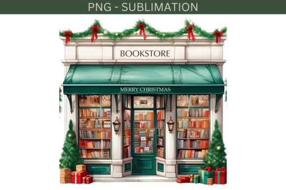 Merry Christmas PNG Green Book Store: Festive Illustrations for Real Brands