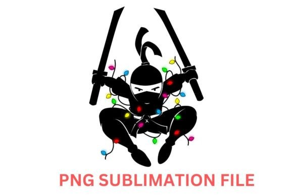 Ninja Christmas Lights PNG Sublimation for Brand Illustrations