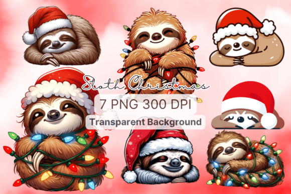 Sloth Christmas Celebration Clip and Illustrations Review