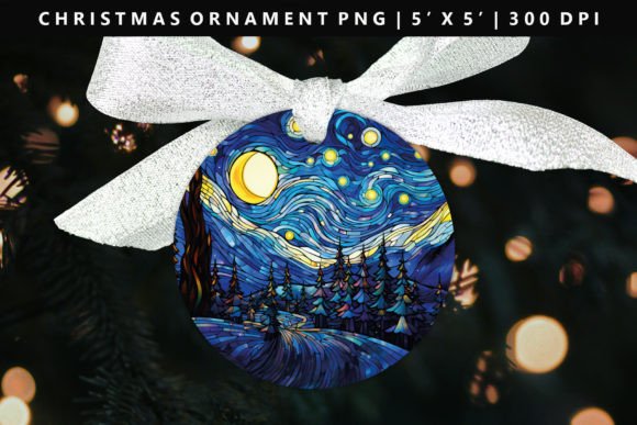 Starry Night Christmas Ornament Design for Illustrations