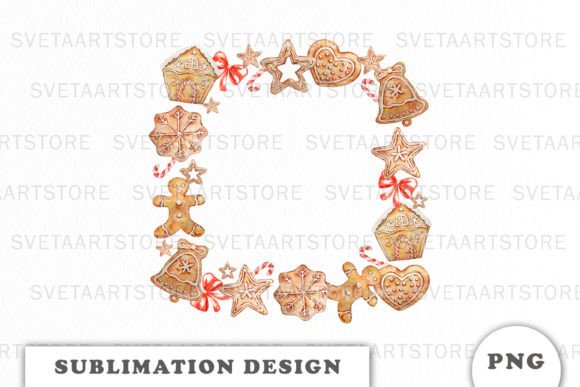 Watercolor Christmas Gingerbread Wreath: Seasonal Illustrations for Publishers