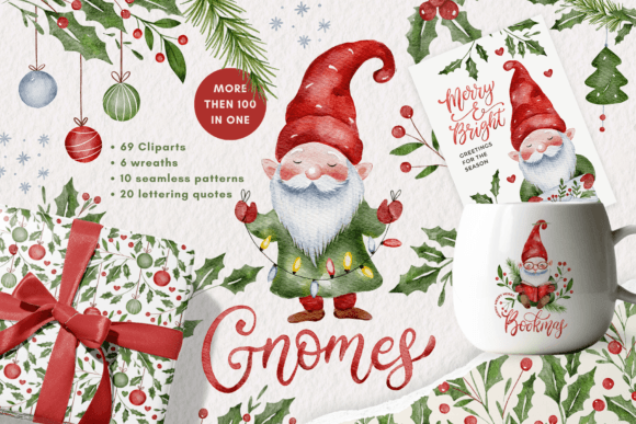 Watercolor Christmas Gnomes Bundle Review