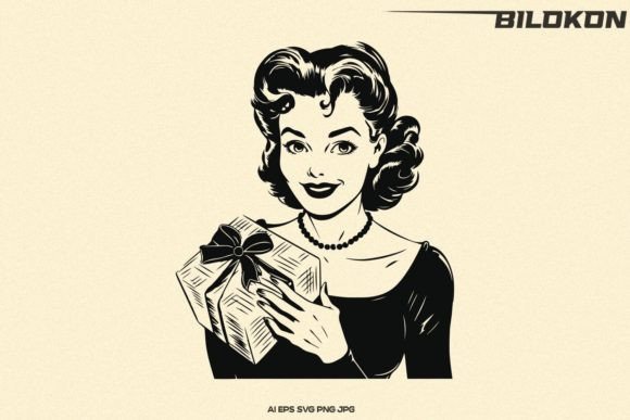 Woman Hold Christmas Gift, Christmas SVG Review